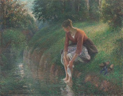 Kvinde bader sine fødder i en bæk, 189495. af Camille Pissarro