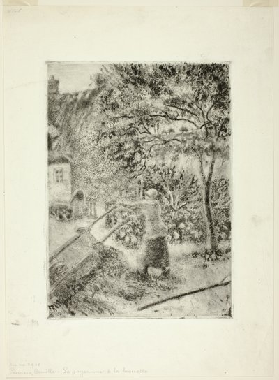 Kvinde tømmer en trillebør af Camille Pissarro