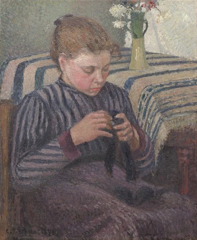 Kvinde reparation, 1895. af Camille Pissarro