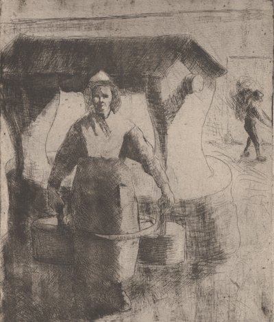 Kvinde ved en brønd, 1891. af Camille Pissarro