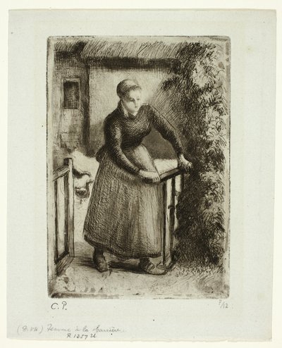 Kvinde ved porten af Camille Pissarro