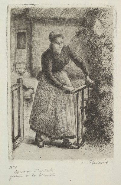 Kvinde ved porten, 1889. af Camille Jacob Pissarro