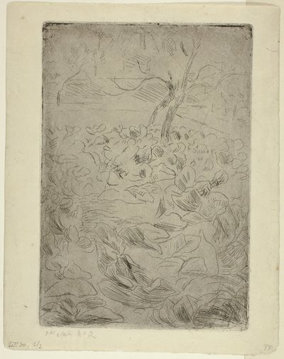 Kvinde i køkkenhaven af Camille Pissarro