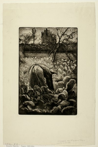 Kvinde i køkkenhaven af Camille Pissarro