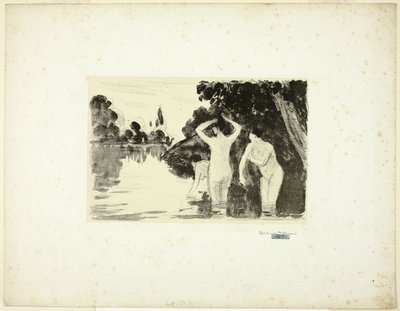 Kvinder Badning: Dag af Camille Pissarro