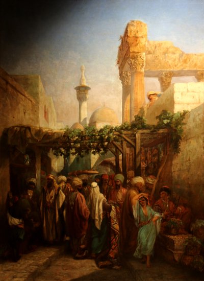 Klapvogne nær Bacchus-kolonnaden i Latakieh. af Camille Rogier