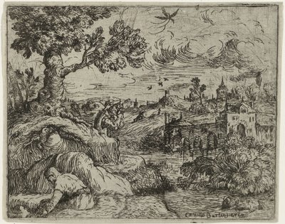 Landskab med overskyet himmel af Camillo Berlinghieri