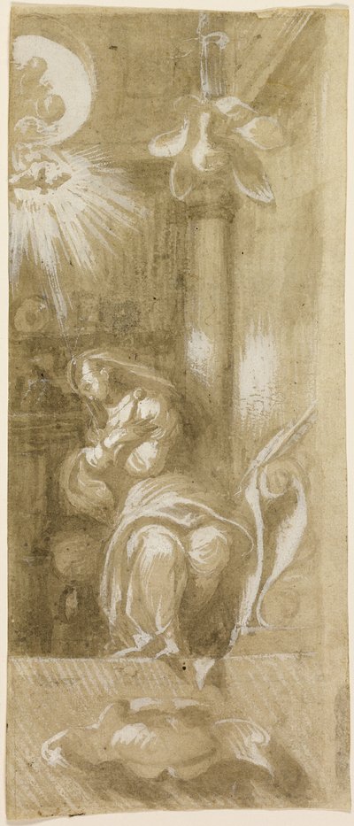 Studie for Jomfruen Annunciate af Camillo Boccaccino