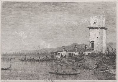 La Torre di Malghera (The Tower of Malghera), fra serien Vedute (Views) af Canaletto (Giovanni Antonio Canal)