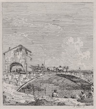 Vognen passerer over en bro, fra serien Vedute (Views) af Canaletto (Giovanni Antonio Canal)