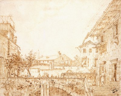 Udsigt over en terrasse i Padova, af Giovanni Antonio Canal