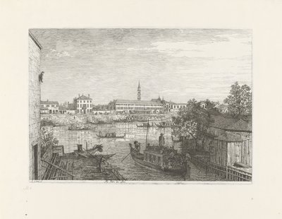 Fortøjningsplads i Dolo Alle Porte di Dolo (titel på objekt) Ansigter på eksisterende og opfundne steder (serietitel) Vedute altre prese da i Luoghi altre ideate af Antonio Canal (serietitel) af Canaletto
