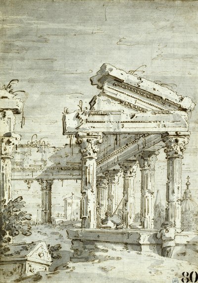 Capriccio: Et ødelagt klassisk tempel af Canaletto