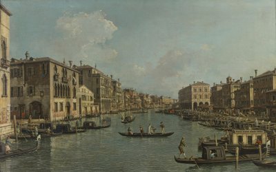 German: Der Canal Grande mit Blick in südöstlicher Richtung auf die Rialtobrücke The Canal Grande with a View Southeast towards the Rialto Bridge af Canaletto