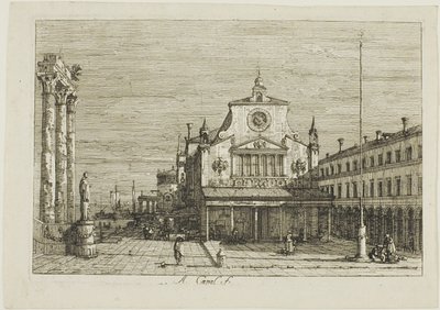 Imaginær udsigt over S. Giacomo di Rialto, fra Vedute af Canaletto