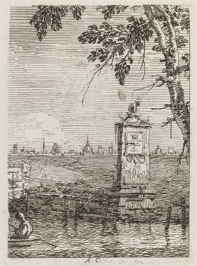 Det lille monument [til venstre] af Canaletto