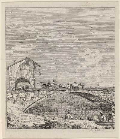 Vognen passerer over en bro af Canaletto