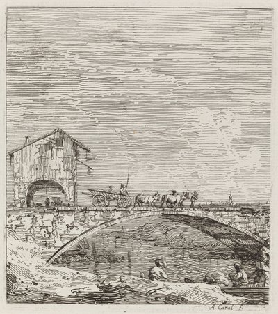 Vognen passerer over en bro af Canaletto