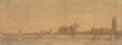 Warwick: Byen og slottet fra Priory Gardens af Canaletto