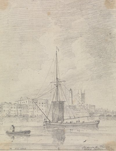 Skibe på Themsen nær London Bridge, oktober 1816 af Capt. Thomas Hastings