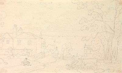 Skitse af huse nær kysten, Isle of Wight af Capt. Thomas Hastings