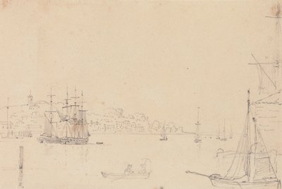 Skitse af skibe nær West Cowes, Isle of Wight af Capt. Thomas Hastings