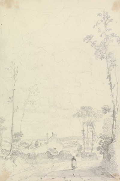 Skitse af et hus langs en hedevej af Capt. Thomas Hastings