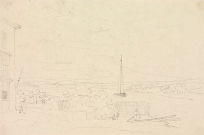 Skitse af et flodlandskab, Isle of Wight af Capt. Thomas Hastings