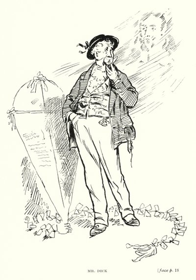 Dickens karakter: Mr Dick (litho) af Captain Edward Henry Handley Read