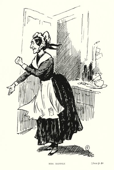 Dickens karakter: Mrs Raddle (litho) af Captain Edward Henry Handley Read