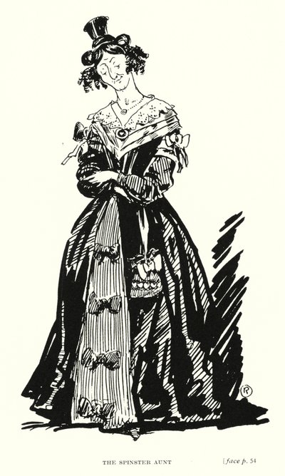Dickens karakter: The Spinster Aunt (litho) af Captain Edward Henry Handley Read