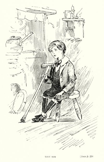 Dickens karakter: Tiny Tim (litho) af Captain Edward Henry Handley Read