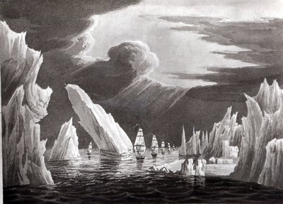 Passage gennem isen, 16. juni 1818, graveret af D. Havell (sw foto) af Captain N. Rofs