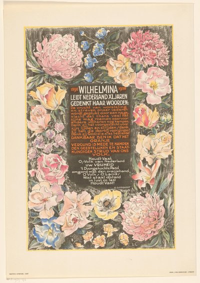 Plakat i anledning af 40-året for dronning Wilhelmina af Hollands regeringstid af Carel Adolph Lion Cachet