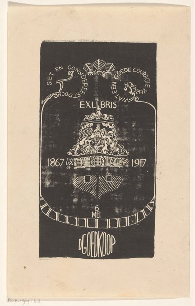 Ex libris af D. Billig af Carel Adolph Lion Cachet