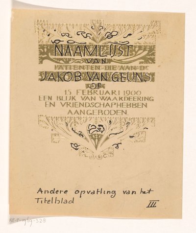 Huldeblijk an Jacob van Geuns af Carel Adolph Lion Cachet