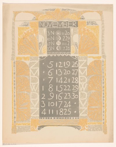 Kalenderblatt November 1899 af Carel Adolph Lion Cachet