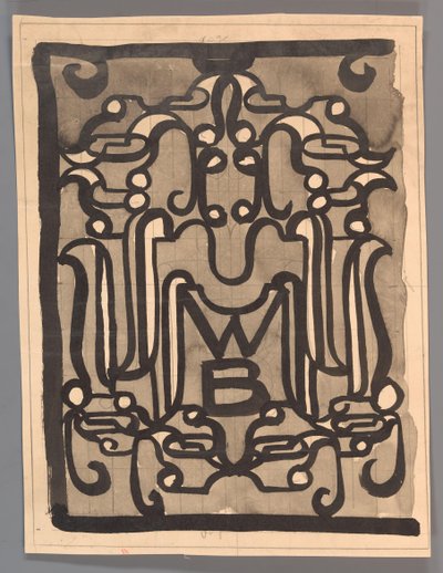 Design af en vignet (?) til Verdensbiblioteket af Carel Adolph Lion Cachet