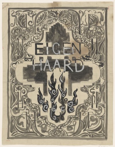 Design til forsiden af ​​Eigen Haard af Carel Adolph Lion Cachet
