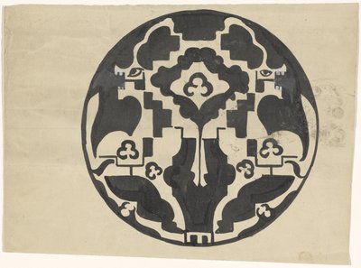Design til en tallerken med to stiliserede dyr af Carel Adolph Lion Cachet