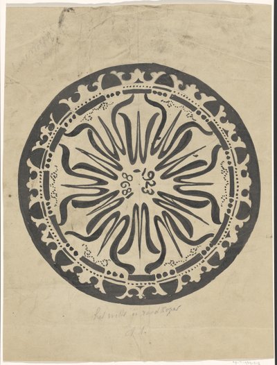 Design til en tallerken i anledning af dronning Wilhelminas sølvjubilæum af Carel Adolph Lion Cachet