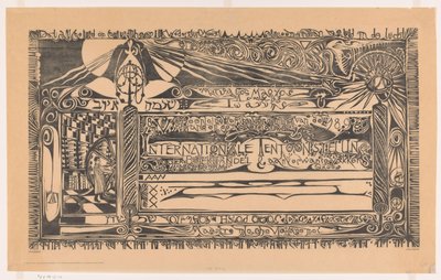 Attest fra Foreningen til fremme af boghandlernes interesser med printer, papirruller og ornamenter International udstilling for boghandel og relaterede emner (...) (titel på objekt) af Carel Adolph Lion Cachet