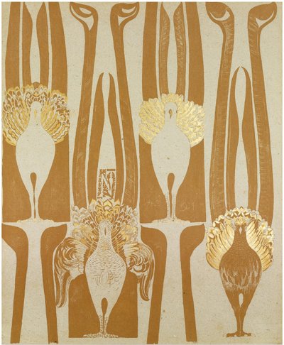 Tapetdesign af Carel Adolph Lion Cachet (1864-1945). Farvelitografi, størrelse: 62,5x51,4 af Carel Adolph Lion Cachet