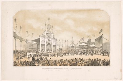 Kong Willem III lægger den første sten foran monumentet til minde om befrielsen fra franskmændene Nedlægningen af ​​den første sten i Haag til monumentet til minde om hollænderne, der rystede det franske åg af sig (titel på objektet) af Carel Christiaan Antony Last