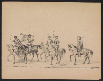 Masquerade of the Utrecht Students, 1846 (plade 13) Afbildning af den udklædte procession, der forestiller Filip II, Prins af Spaniens procession i Utrecht, 3. oktober 1549, afholdt 17. juni 1846 af H.H. Studerende fra Utrechtsche af Carel Christiaan Antony Last