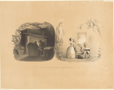 Nytårsaften forestillet af to gamle mennesker og en mor med barn Det gamle år og det nye år (titel på objekt) af Carel Christiaan Antony Last