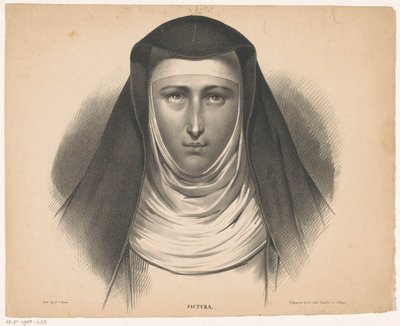 Portræt af en nonne Pictura (serietitel på objekt) af Carel Christiaan Antony Last