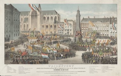 Triumf i Amsterdam den 19. juni 1865 i anledning af fejringen af ​​halvtredsårsdagen for sejren nær Waterloo (titel på objektet) af Carel Christiaan Antony Last