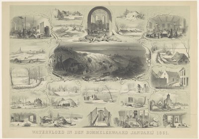 Oversvømmelse i den Bommelerwaard januar 1861 (titel på objekt) af Carel Christiaan Antony Last
