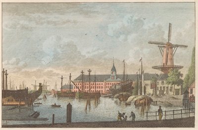 Admiraliteitsmagazijn Rotterdam, ca. 1790 Admiraliteits-Magazyn te Rotterdam / Admiralitetsbutikker i Rotterdam (titel på objekt) af Carel Frederik Bendorp (I)